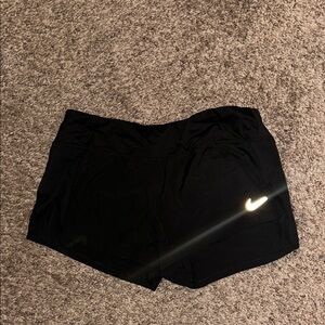 Nike Women's Black Athletic Shorts with White Logo
